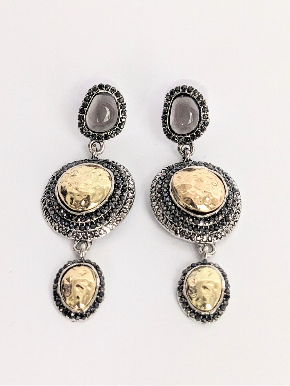 Hammered Two-Tone Drop Earrings